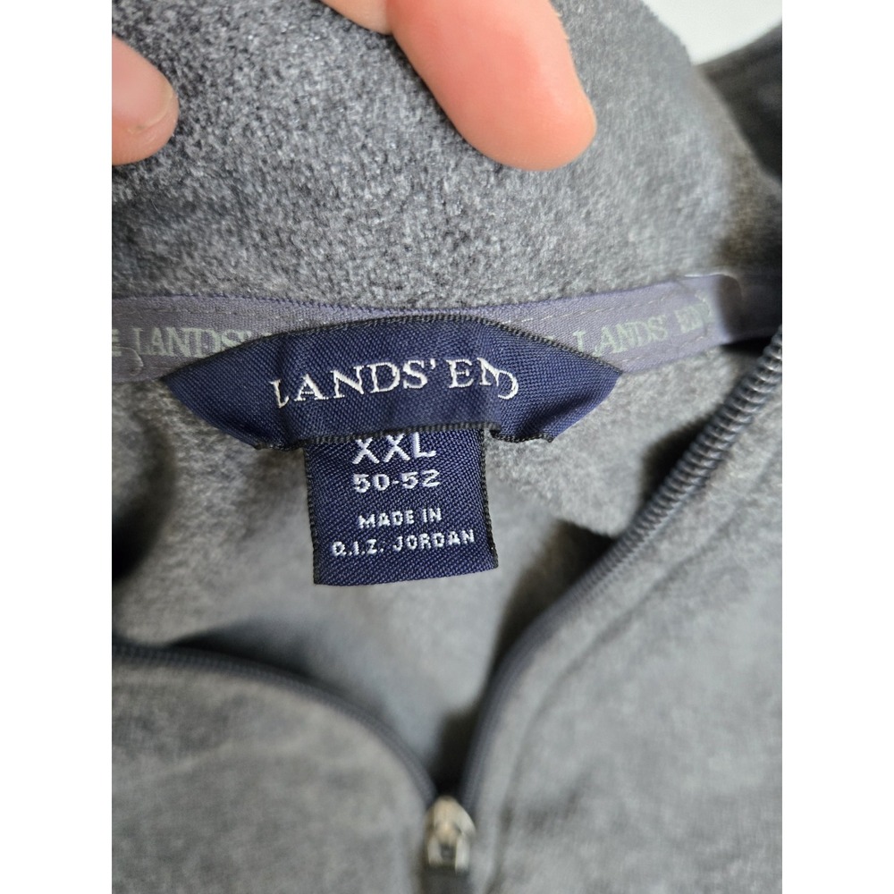 Land's End Men's XXL Gray Lightweight Fleece Thermacheck 1/4 Zip Pullover Jacket - Picture 2 of 10